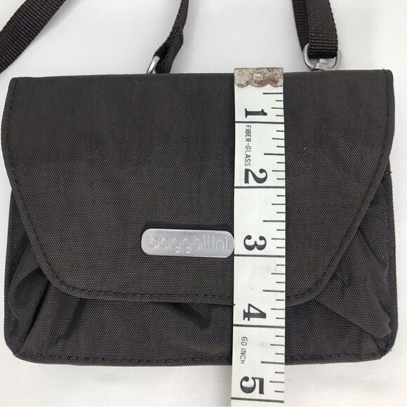Baggallini Dark Brown Nylon Crossbody Travel Wallet Mini Bag - Picture 7 of 12